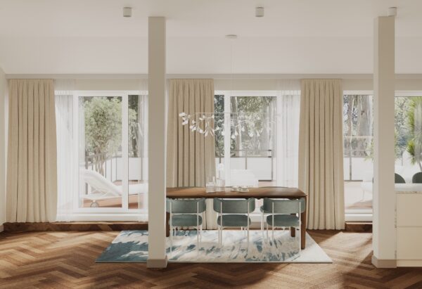 Vaade söögilauale ja rõdule